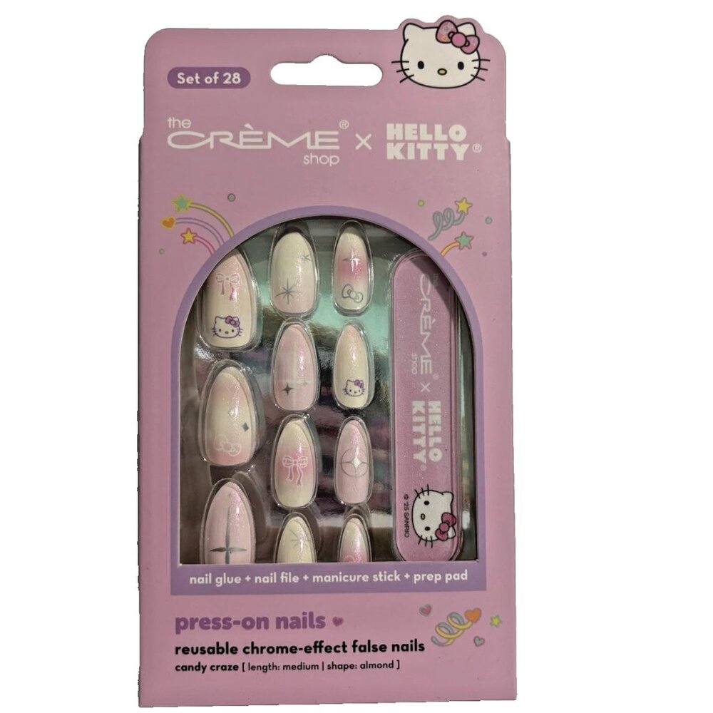 Hello Kitty The Creme Shop 28 Gel Effect Press On Nails NEW in Box
